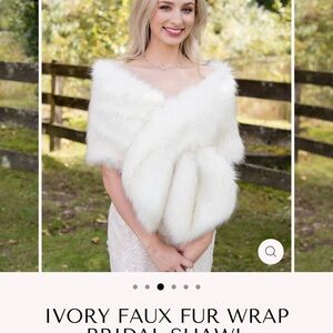 MEDIUM Ivory Faux Fur Bridal Shawl